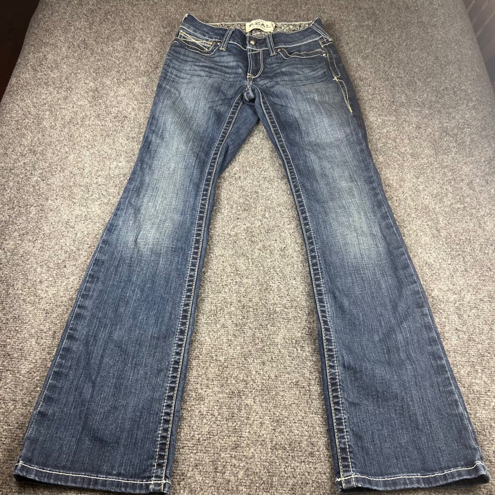 Ariat REAL Denim Womens 26R Mid Rise Bootcut Jeans Dark Wash Contrast Stitch